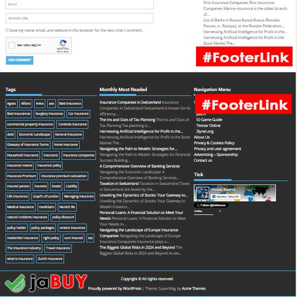 Insure Invest Financial website footer